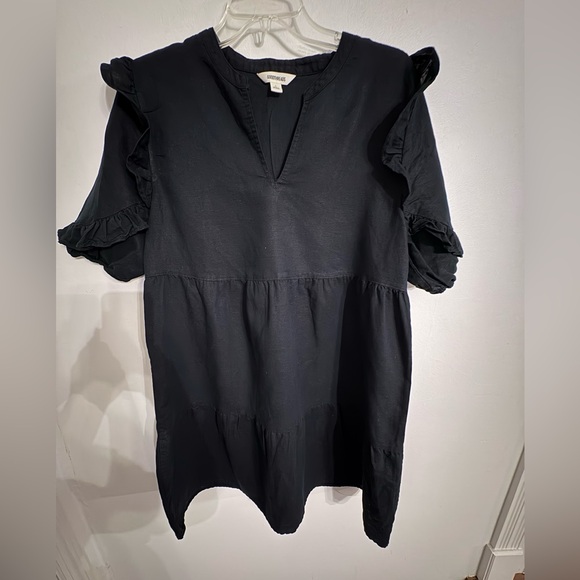Goodthreads Linen Black Ruffled Peplum dress size Large - Picture 3 of 10